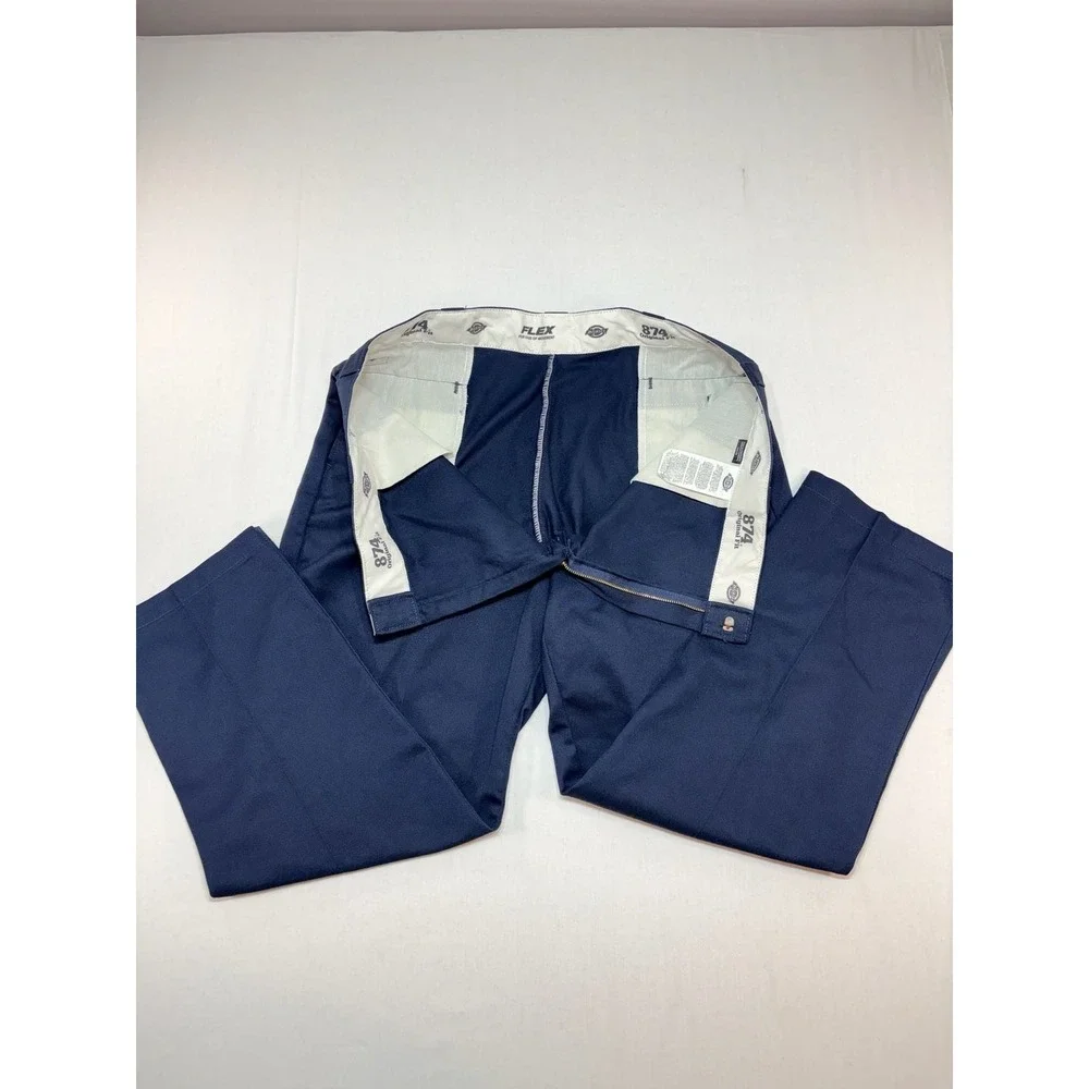Dickies 874 Original Fit Flex Work Pants Navy Blue 44x30 Mens Straight Leg
